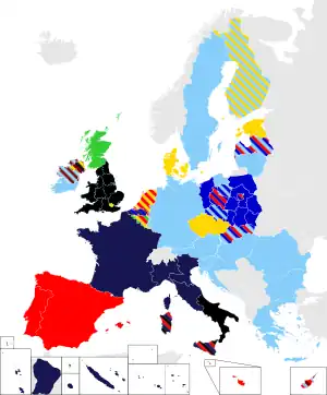 The leading parliamentary group in Malta, Sweden, Portugal, and Spain is S&D; in UK it is EFDD; in Belgium, Czechia, Denmark, Estonia, Luxembourg, and the Netherlands it is ALDE; in France and Italy it is ENF; in Poland it is ECR; and in the other 14 it is EPP.