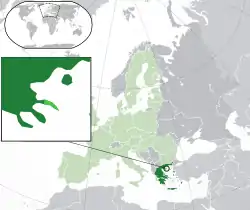 map of Greece with Mount Athos outlined