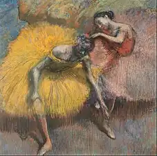 Dancers and Two Yellow Roses、埃德加·德加, 1898年