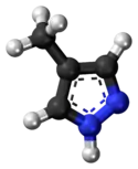 Ball-and-stick model of the fomepizole molecule