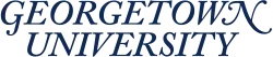  Stylized blue text with the words Georgetown University.