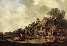 《帶桔槔井的農民小屋》（Peasant Huts with a Sweep Well）（1633），面板油畫，55 x 80公分。 歷代大師畫廊