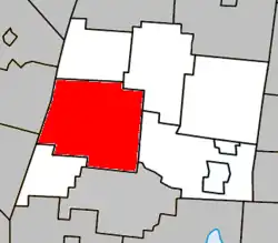 Location within La Haute-Yamaska RCM.