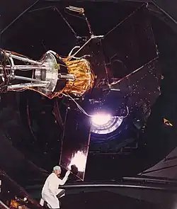 Hipparcos satellite in the Large Solar Simulator, ESTEC, February 1988