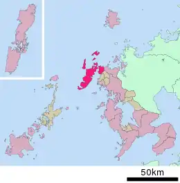 平戶市在長崎縣的位置