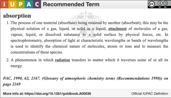 IUPAC definition for absorption