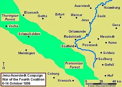 Jena-Auerstedt Campaign Map, 8–14 October 1806