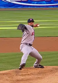 Johan Santana delivers a pitch for the Minnesota Twins.