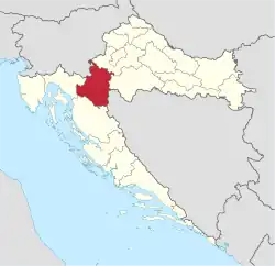 Karlovac County within Croatia