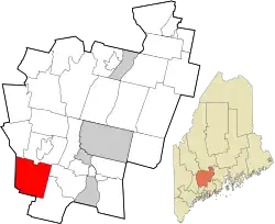 蒙茅斯在肯納貝克縣的位置(以紅色標示)