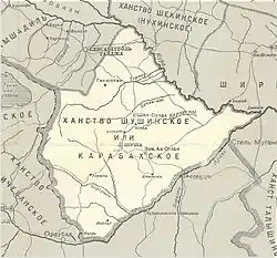 根据1902年俄罗斯地图绘制的卡拉巴赫汗国地图