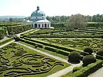 Flower garden and a pavilion