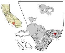 Location of Covina in Los Angeles County, California