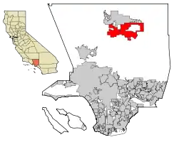 Location of Palmdale in Los Angeles County, California