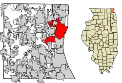 沃基根在伊利诺伊州莱克县的位置