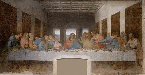 《最後的晚餐》（Last Supper），1498年，收藏於義大利米蘭恩寵聖母