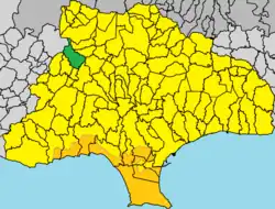 奥莫多斯(绿色)在利马索尔区(黄色)的位置