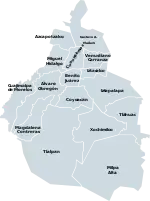 Map of Mexico City boroughs