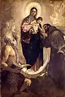 盧多維科·卡拉齊的《在聖傑羅姆及聖方濟各中的聖母》（Madonna tra i santi Girolamo e Francesco），219 × 144cm，約作於1590年。