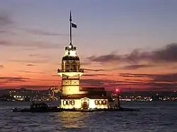 Kızkulesi (Maiden's Tower), off the coast of Üsküdar (Europe is background)