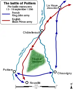 Map showing the pre-battle manoeuvres