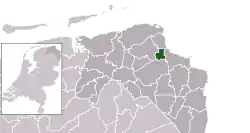 Highlighted position of Appingedam in a municipal map of Groningen