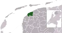 Highlighted position of het Bildt in a municipal map of Friesland