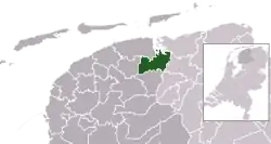 Highlighted position of Kollumerland c.a. in a municipal map of Friesland