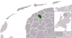 Highlighted position of Leeuwarderadeel in a municipal map of Friesland