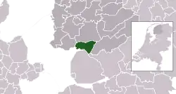 Highlighted position of Lemsterland in a municipal map of Friesland