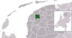 Highlighted position of Menameradiel in a municipal map of Friesland