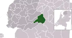 Highlighted position of Ooststellingwerf in a municipal map of Friesland