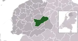 Highlighted position of Opsterland in a municipal map of Friesland