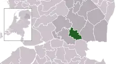 Highlighted position of Hoogeveen in a municipal map of Drenthe