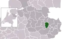 Highlighted position of Almelo in a municipal map of Overijssel