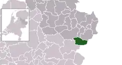 Highlighted position of Haaksbergen in a municipal map of Overijssel