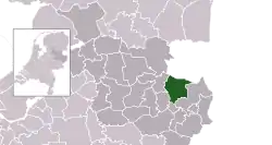 Highlighted position of Tubbergen in a municipal map of Overijssel