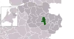 Highlighted position of Wierden in a municipal map of Overijssel