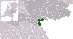 Highlighted position of Berg en Dal in a municipal map of Gelderland