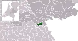 Highlighted position of Heumen in a municipal map of Gelderland