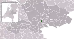 Highlighted position of Westervoort in a municipal map of Gelderland