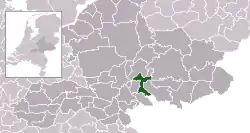 Highlighted position of Zevenaar in a municipal map of Gelderland