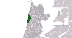 Highlighted position of Bergen (NH) in a municipal map of North Holland