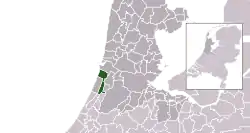 Highlighted position of Bloemendaal in a municipal map of North Holland