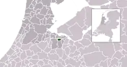 Highlighted position of Bussum in a municipal map of North Holland