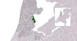 Highlighted position of Edam-Volendam in a municipal map of North Holland