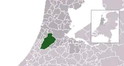 Highlighted position of Haarlemmermeer in a municipal map of North Holland