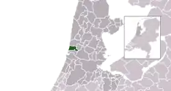 Highlighted position of Heemskerk in a municipal map of North Holland