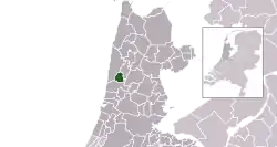 Highlighted position of Heiloo in a municipal map of North Holland