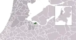 Highlighted position of Huizen in a municipal map of North Holland